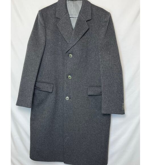 Adam Spencer Men’s 40R Gray Wool Cashmere Blend Long Sleeve Classic Overcoat - Picture 1 of 8